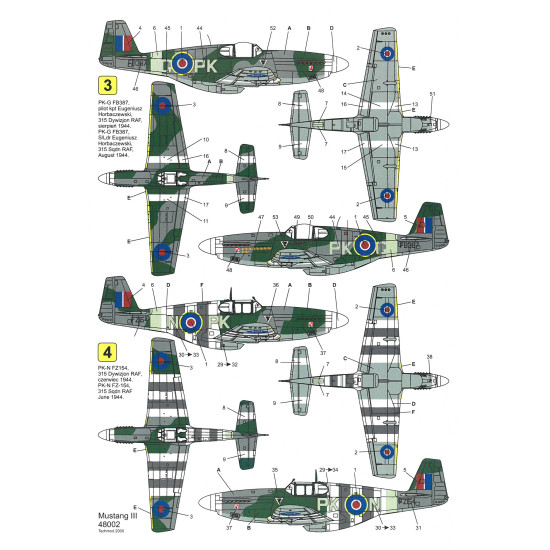 Techmod 48002 1/48 North American P-51 Mustang Iii Polish 1944 Wet Decal W/Pe