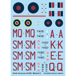 Techmod 48003 1/48 North American B-25d Mitchell Ii Raf Polish Wet Decal Wwii