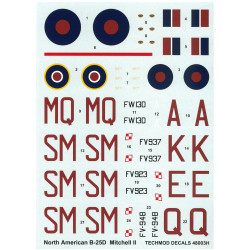 Techmod 48003 1/48 North American B-25d Mitchell Ii Raf Polish Wet Decal Wwii