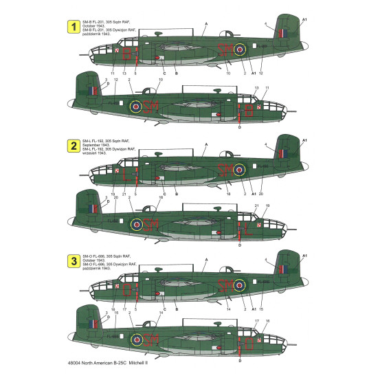 Techmod 48004 1/48 North American B-25c Mitchell Ii Polish Bahama Wet Decal Wwii