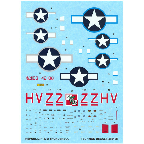 Techmod 48010 1/48 Republic P-47m Thunderbolt England 1945 Wet Decal Wwii