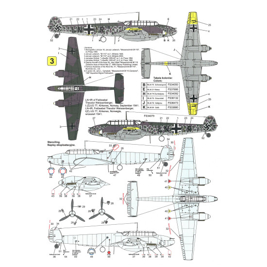 Techmod 48011 1/48 Messerschmitt Bf 110c German Fighter 1939-41 Wet Decal Wwii