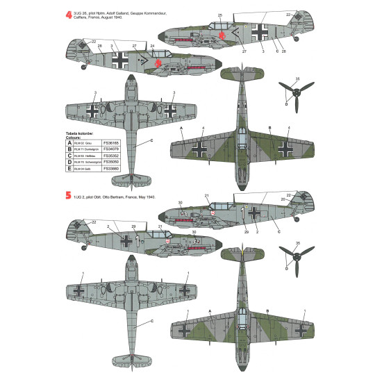 Techmod 48014 1/48 Messerschmitt Bf 109e-3 1940-1941 Aircraft Wet Decal Wwii