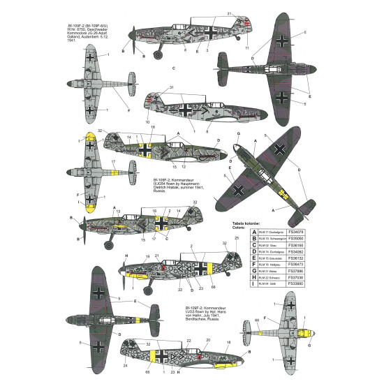 Techmod 48016 1/48 Messerschmitt Bf 109f-2 German Fighter 1941 Wet Decal Wwii