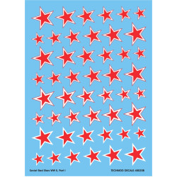 Techmod 48020 1/48 Red And White Stars With Outline Soviet Wet Decal Wwii