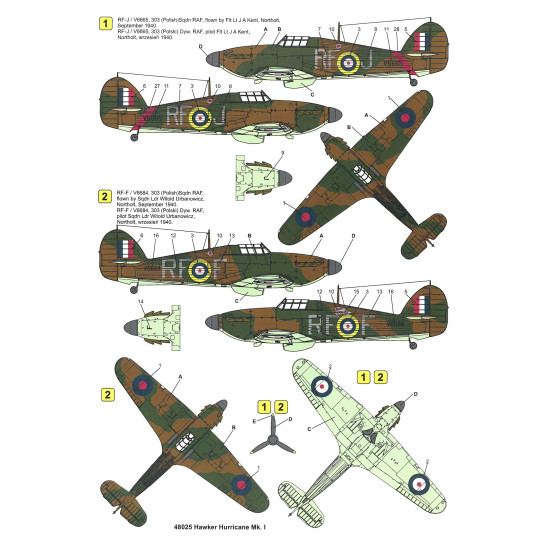 Techmod 48025 1/48 Hawker Hurricane Mk I 1940 Polish Aircraft Wet Decal Wwii
