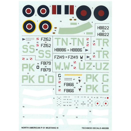 Techmod 48028 1/48 North American P-51 Mustang Iii 1944 Aircraft Wet Decal Wwii