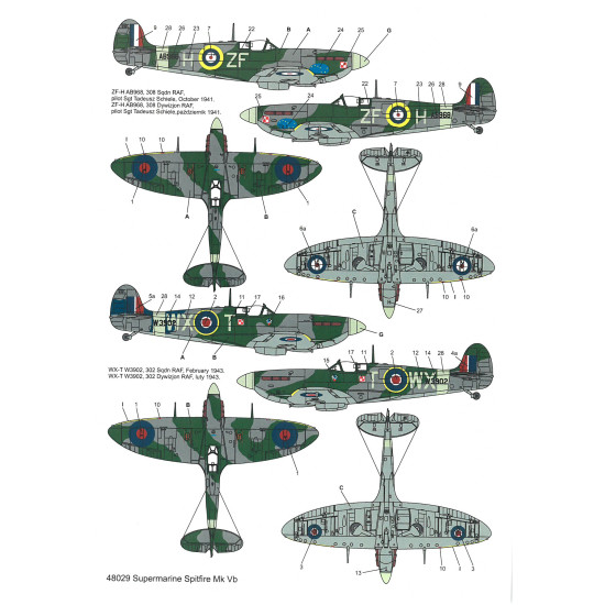 Techmod 48029 1/48 Supermarine Spitfire Mk Vb Aircraft Wet Decal Wwii