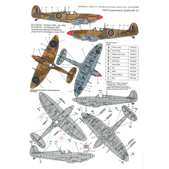 Techmod 48029 1/48 Supermarine Spitfire Mk Vb Aircraft Wet Decal Wwii