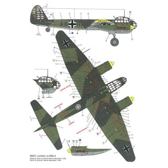 Techmod 48031 1/48 Junkers Ju 88a-4 1942 Oberst Werner Aircraft Wet Decal Wwii