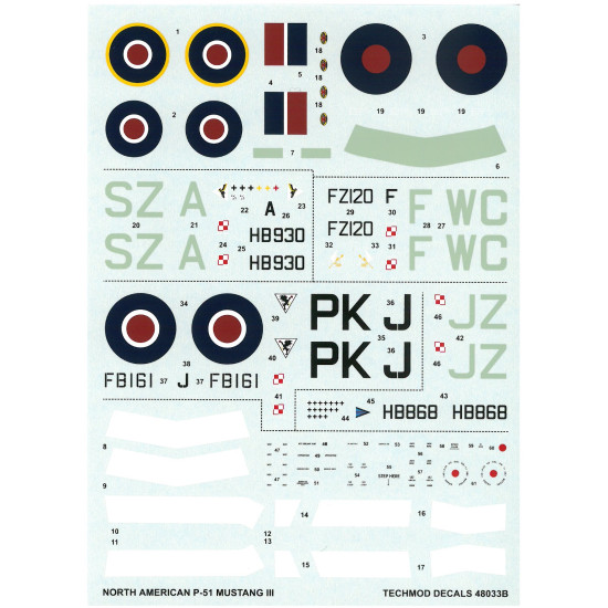 Techmod 48033 1/48 North American P-51 Mustang Iii 1944 Aircraft Wet Decal Wwii