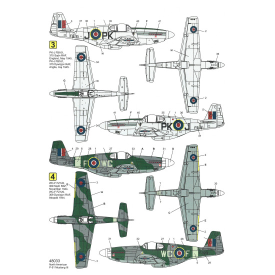 Techmod 48033 1/48 North American P-51 Mustang Iii 1944 Aircraft Wet Decal Wwii