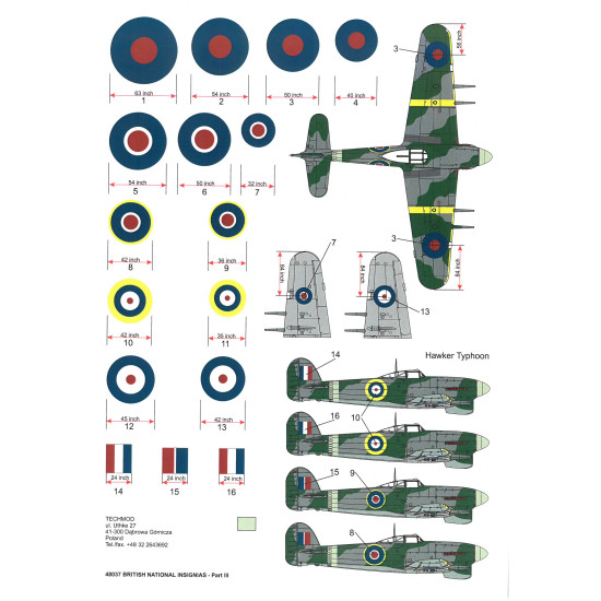 Techmod 48037 1/48 British National Insignias Aircraft Wet Decal Wwii