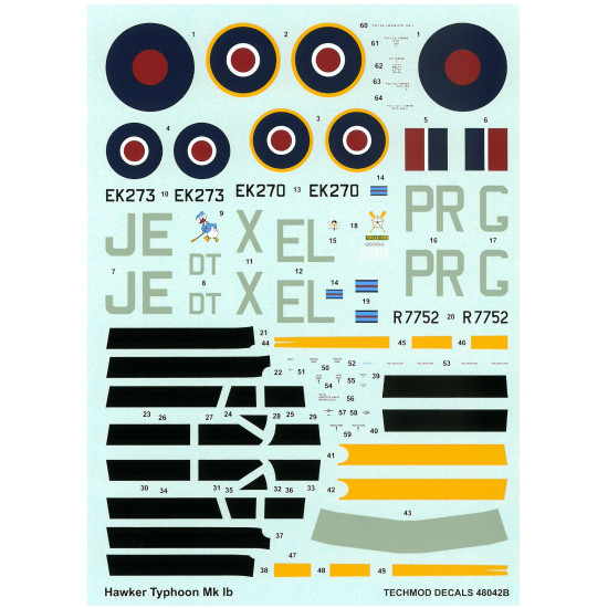 Techmod 48042 1/48 Hawker Typhoon Ib 1943 Aircraft Wet Decal Wwii