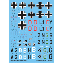 Techmod 48049 1/48 Messerschmitt Bf 110c Fighter Aircraft Wet Decal Wwii