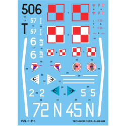 Techmod 48059 1/48 Pzl P11c Polish Fighter Aircraft Wet Decal Wwii