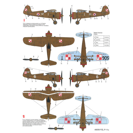 Techmod 48059 1/48 Pzl P11c Polish Fighter Aircraft Wet Decal Wwii