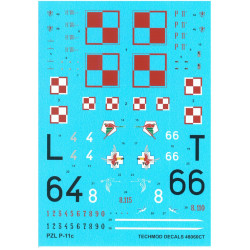 Techmod 48060 1/48 Pzl P11c Polish 1939 Fighter Aircraft Wet Decal Wwii