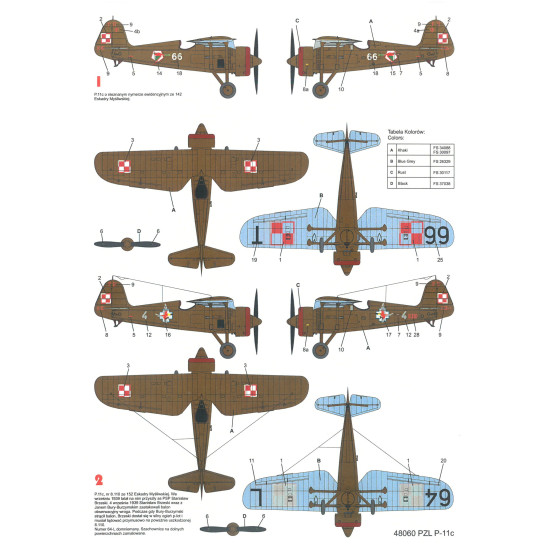 Techmod 48060 1/48 Pzl P11c Polish 1939 Fighter Aircraft Wet Decal Wwii