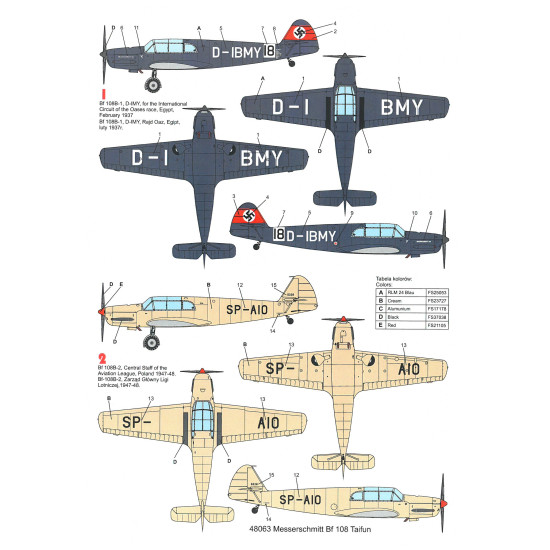 Techmod 48063 1/48 Messerschmitt Bf 108 Taifun Aircraft Wet Decal Wwii