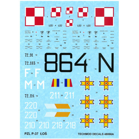 Techmod 48066 1/48 Spzl-37 Moose 1939-1941 Polish Bomber Aircraft Wet Decal