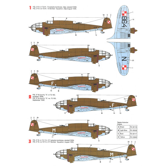 Techmod 48066 1/48 Spzl-37 Moose 1939-1941 Polish Bomber Aircraft Wet Decal