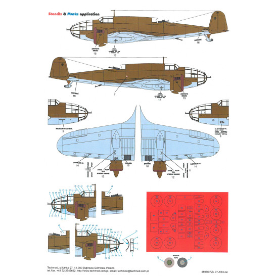 Techmod 48066 1/48 Spzl-37 Moose 1939-1941 Polish Bomber Aircraft Wet Decal