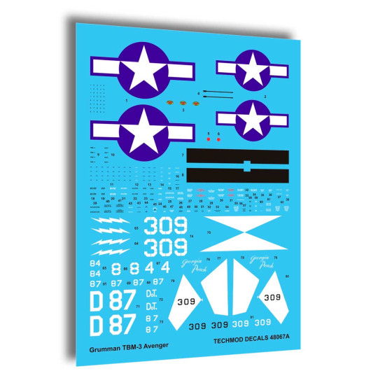 Techmod 48067 1/48 Grumman Tbm-3 Avenger Torpedo Bomber 1945 Aircraft Wet Decal