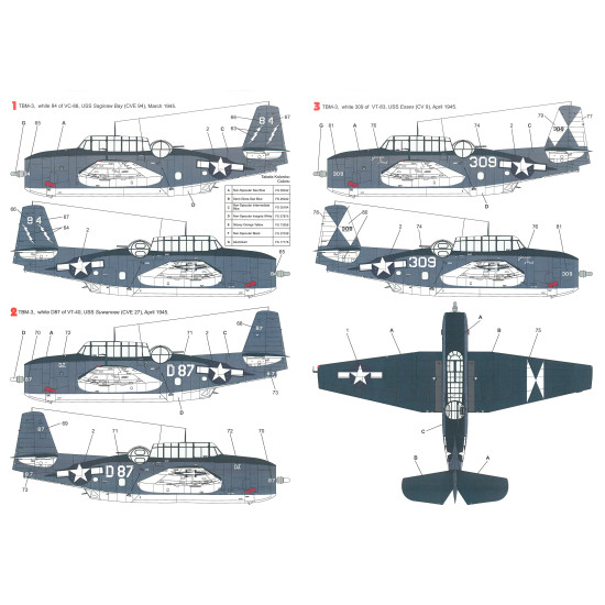 Techmod 48067 1/48 Grumman Tbm-3 Avenger Torpedo Bomber 1945 Aircraft Wet Decal