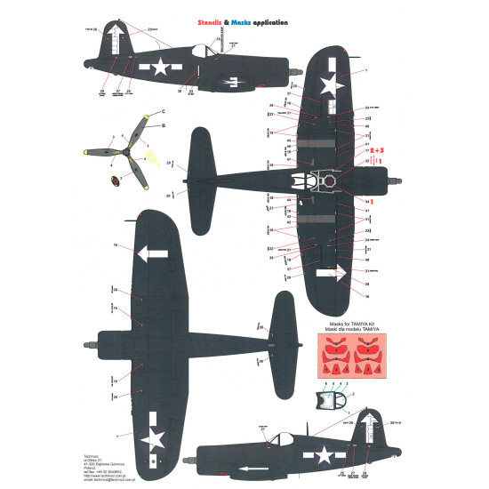 Techmod 48068 1/48 Vought F4u-1d Corsair 1945 Us Fighter Aircraft Wet Decal