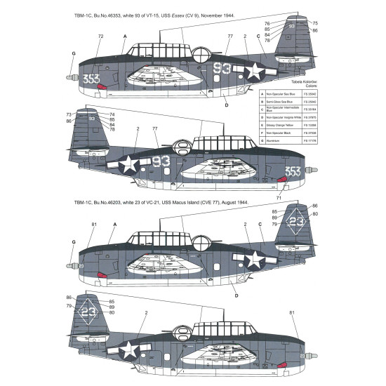 Techmod 48069 1/48 Grumman Tbm-1c Avenger Us Torpedo Bomber Aircraft Wet Decal