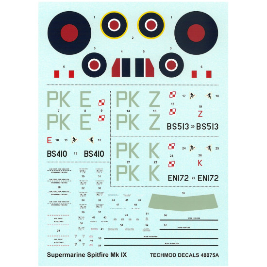 Techmod 48075 1/48 Supermarine Spitfire F.ix Gabreskis Spitfires Wet Decal W/Mask Techmod 48075 1/48 Supermarine Spitfire F.ix Gabreskis Spitfires Wet Decal W/Mask