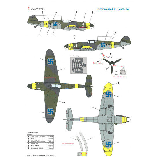 Techmod 48078 1/48 Messerschmitt Bf 109g-2 1943-1944 Aircraft Wet Decal W/Masks