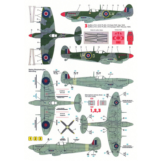 Techmod 48079 1/48 Supermarine Spitfire Ix Polish Aircraft Wet Decal W/Masks Wwii