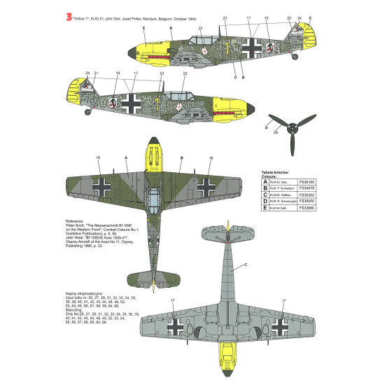 Techmod 48080 1/48 Messerschmitt Bf 109e-3 1939-40 Wet Decal Wwii W/Mask