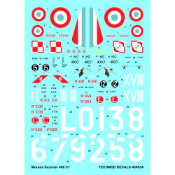 Techmod 48083 1/48 Morane-saulnier Ms-406c1 French Fighter Wet Decal Wwii W/Mask