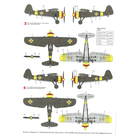 Techmod 48090 1/48 Pzl P-11c Polish Fighter Aircraft Wet Decal Wwii