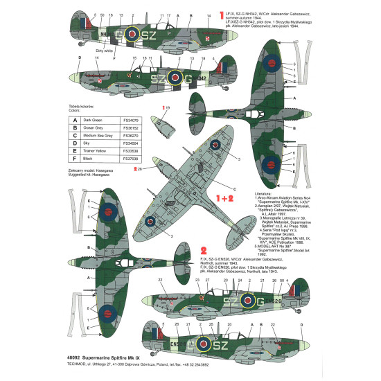 Techmod 48092 1/48 Supermarine Spitfire Ix 1944 Aircraft Wet Decal W/Masks Wwii