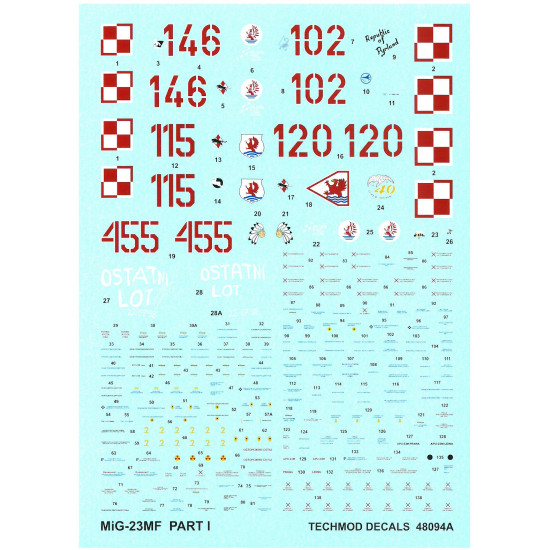 Techmod 48094 1/48 Mig-23mf Polish Fighter Aircraft Wet Decal