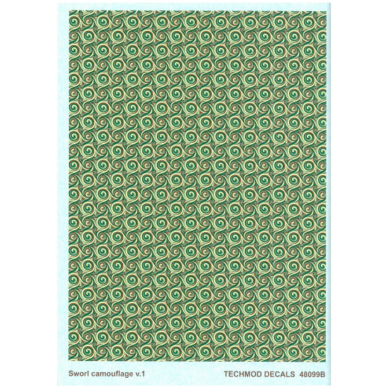 Techmod 48099 1/48 Swirl Camouflage In Shades Of Green Aircract Wet Decal