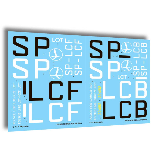 Techmod 48100 1/48 C-47a Skytrain Transport Aircract Polish Lot Wet Decal