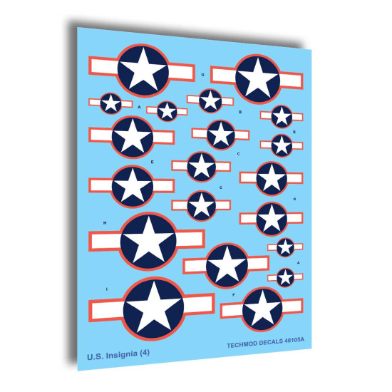 Techmod 48105 1/48 Us National Insignia June 1943 To July 1943 Wet Decal Wwii