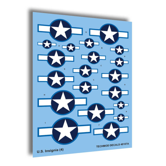 Techmod 48107 1/48 Us National Insignia July 1943 - January 1947 Wet Decal Wwii