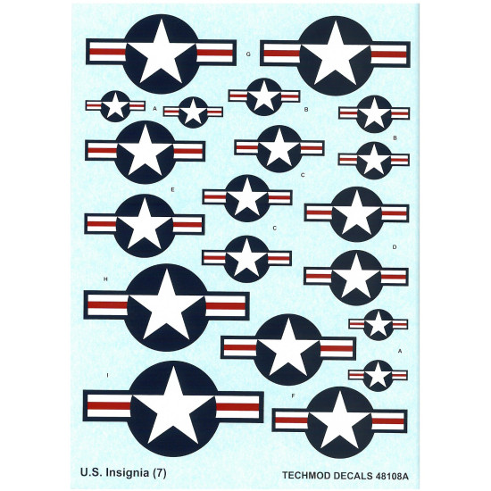 Techmod 48108 1/48 Us National Insignia - From 1943 To Present Wet Decal 2pcs