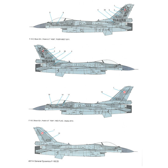 Techmod 48114 1/48 F-16 C/D Block 52 Polish 2011-2012 Aircraft Wet Decal