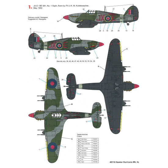 Techmod 48116 1/48 Hawker Hurricane Iic British Fighter Aircraft Wet Decal Wwii