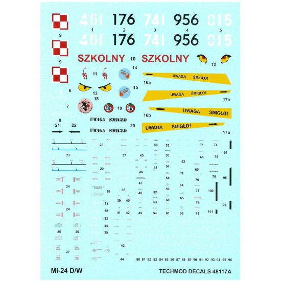 Techmod 48117 1/48 Mi-24d/W Hind-d/E Polish Helicopter Wet Decal 2001-2013