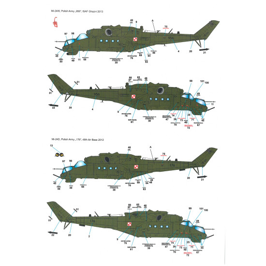 Techmod 48117 1/48 Mi-24d/W Hind-d/E Polish Helicopter Wet Decal 2001-2013