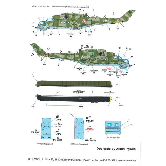 Techmod 48117 1/48 Mi-24d/W Hind-d/E Polish Helicopter Wet Decal 2001-2013