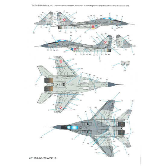 Techmod 48119 1/48 Mig-29a/G/Ub Polish Fighter Aircraft Wet Decal